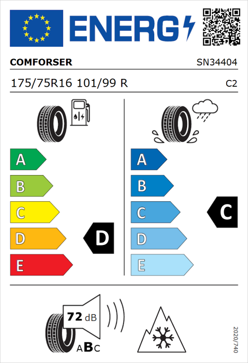 Tyre Label for Comforser CF350 175/75R16 101/99R