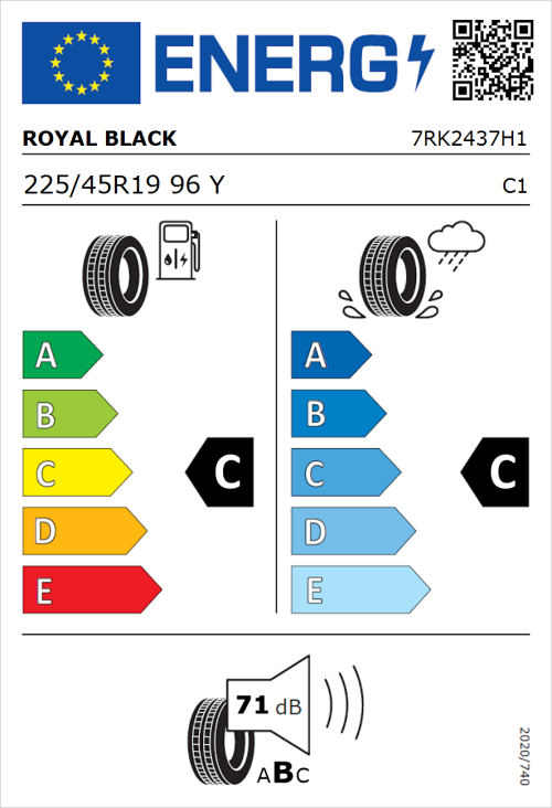 Tyre Label for Royal Black Explorer II 225/45R19 96Y